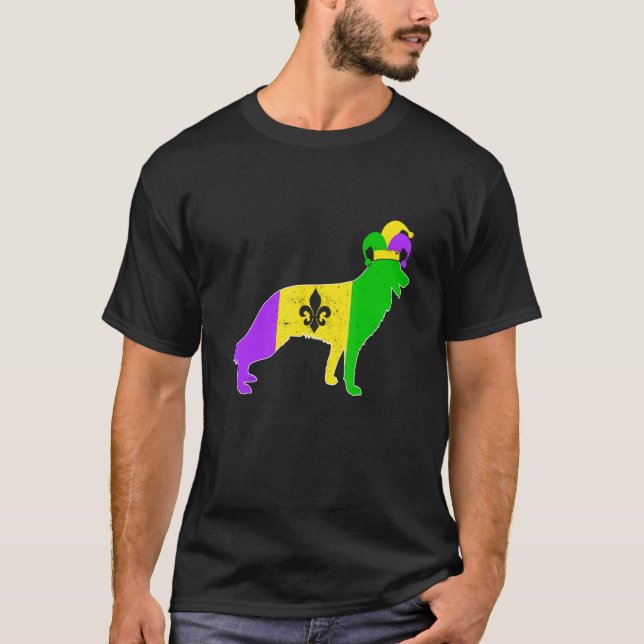 Camiseta German Shepherd Dog Mardi Gras Carnivals Funny Pup (Anverso)