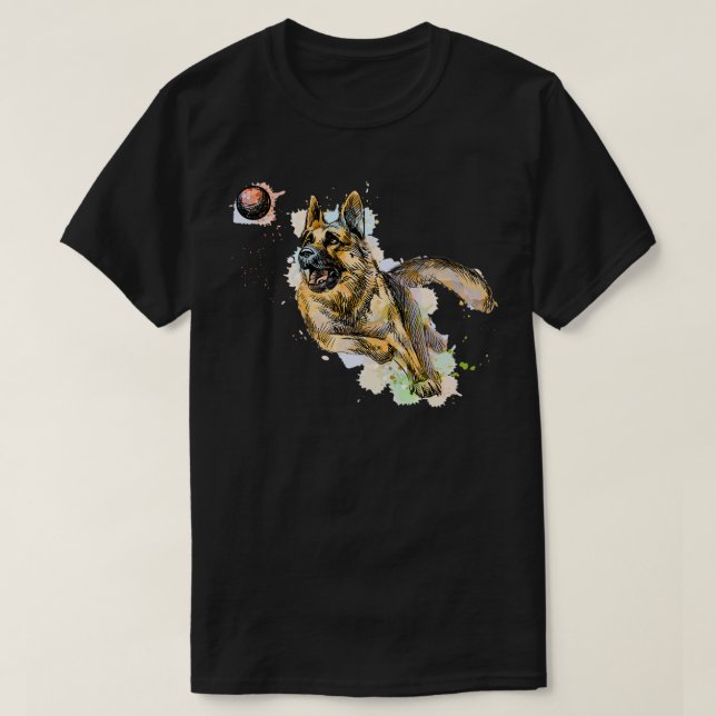 Camiseta German shepherd dog playing and catching a ball fr (Diseño del anverso)