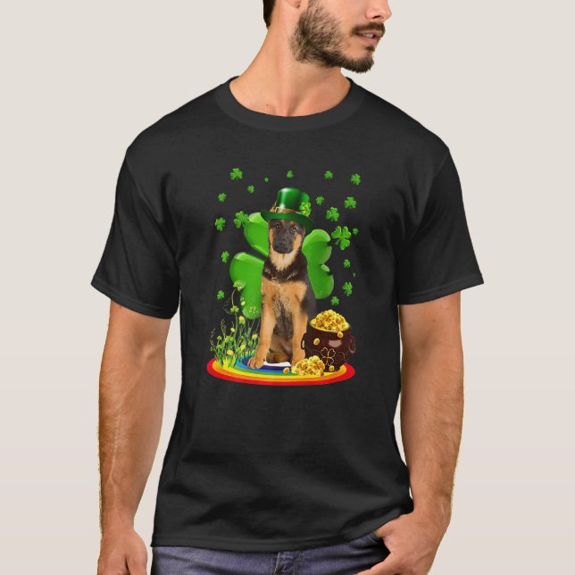 Camiseta German Shepherd Dog Shamrock St Patricks Day Dog I (Anverso)