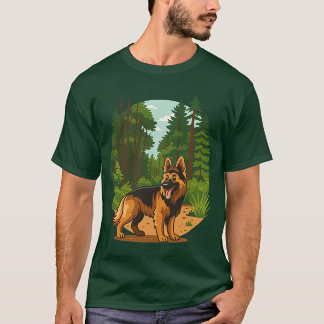 Camiseta German Shepherd Forest Adventure Dog  (Anverso)