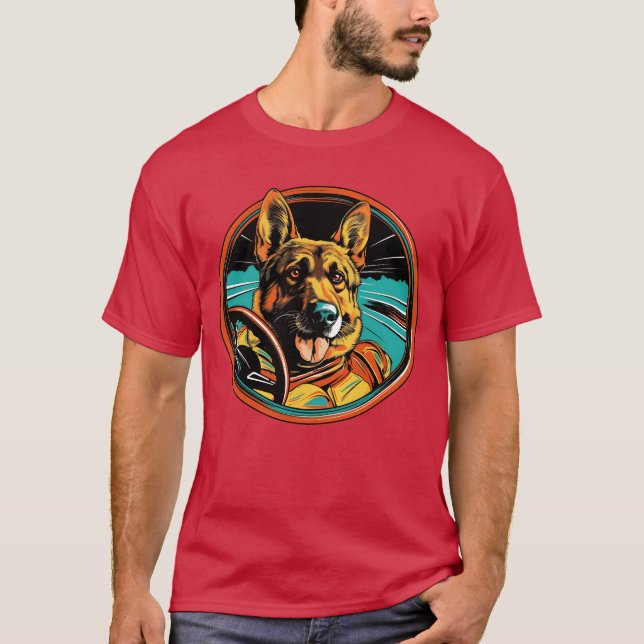 Camiseta German Shepherd Funny Dog Racing Car Driver Pet gi (Anverso)