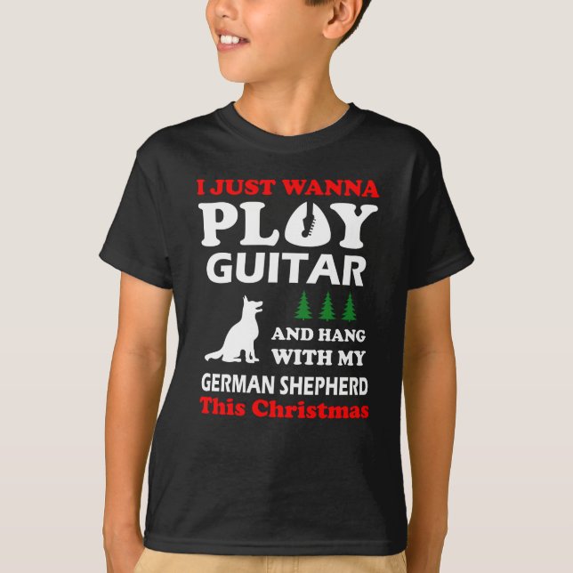 Camiseta german shepherd i just wanna play guitar (Anverso)