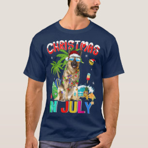Camiseta German Shepherd in Santa Hat Sunglasses Christmas