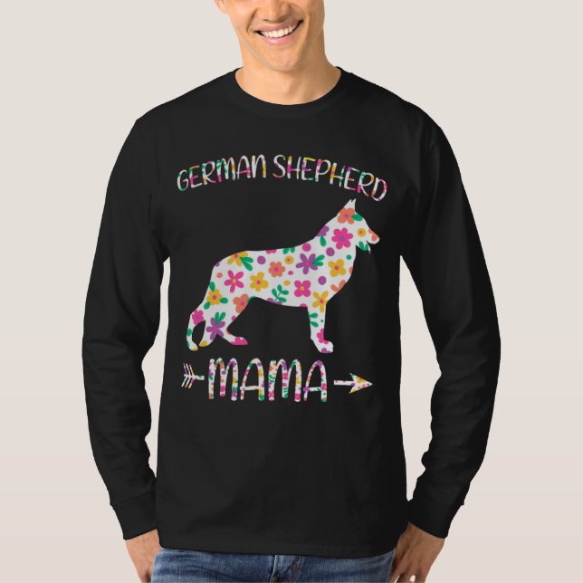 Camiseta German Shepherd Mama Floral Dog Mom Mothers Day (Anverso)