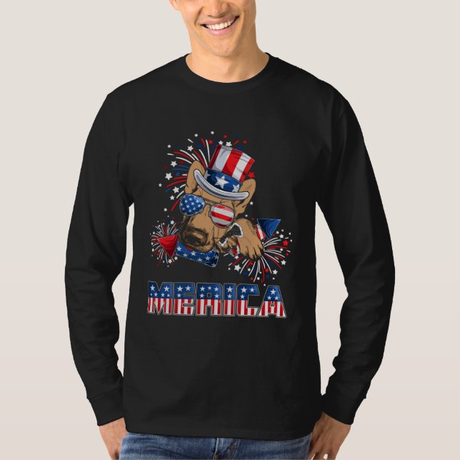 Camiseta German Shepherd Merica Firework 4th Of July Men Bo (Anverso)