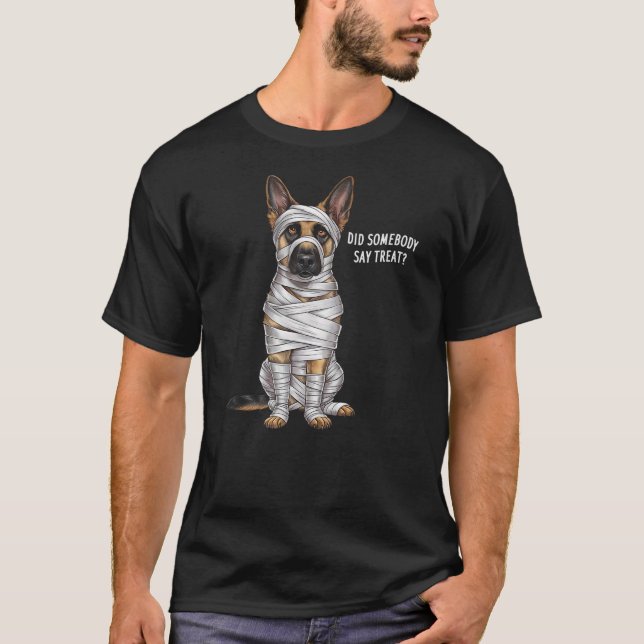 Camiseta German Shepherd Mummy Halloween Dog (Anverso)