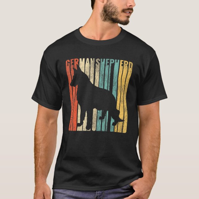 Camiseta German Shepherd Retro 1970s Dog Cracked Distressed (Anverso)