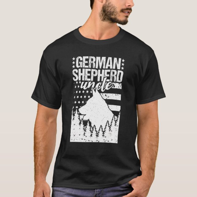 Camiseta German Shepherd Uncle Dog American Flag 4th Of Jul (Anverso)