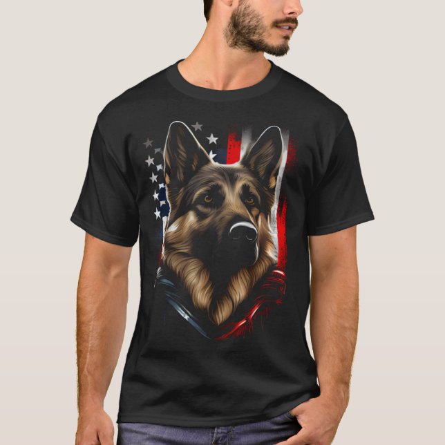 Camiseta German Shepherd US Flag America USA German Shepher (Anverso)