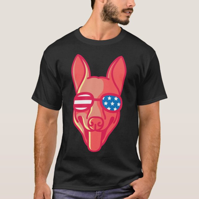 Camiseta German Shepherd With Glasses Nerd Dog Us Flag (Anverso)
