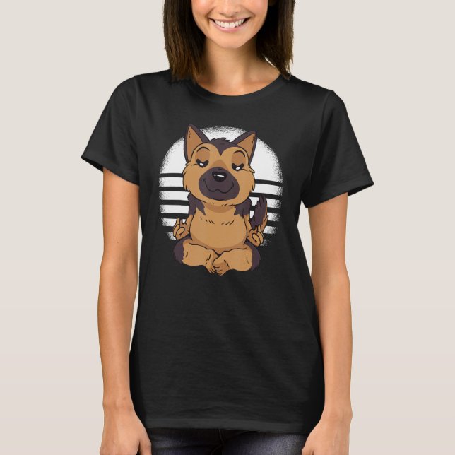 Camiseta German Shepherd yoga meditation meditate Funny dog (Anverso)