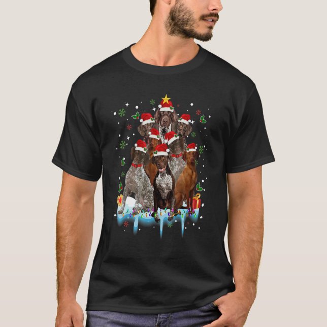 Camiseta German Shorthaired Pointer Christmas Tree  For Dog (Anverso)