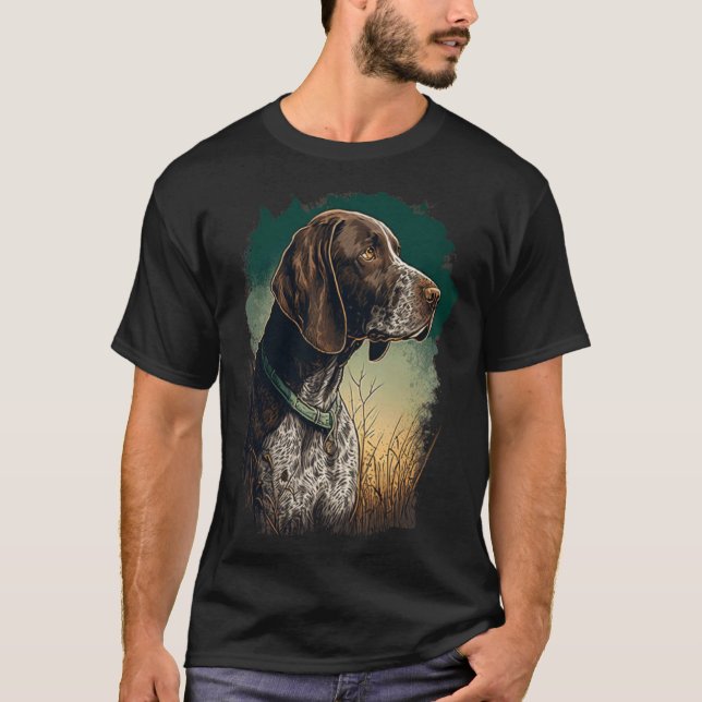 Camiseta German Shorthaired Pointer Dog Portrait Tie and Dy (Anverso)