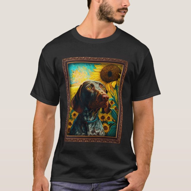 Camiseta German Shorthaired Pointer Painting Sunflower Flow (Anverso)
