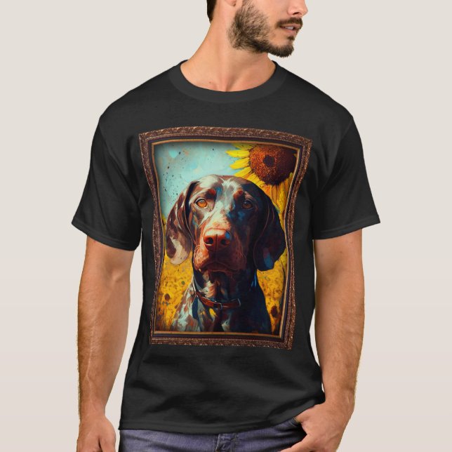 Camiseta German Shorthaired Pointer Painting Sunflower Flow (Anverso)