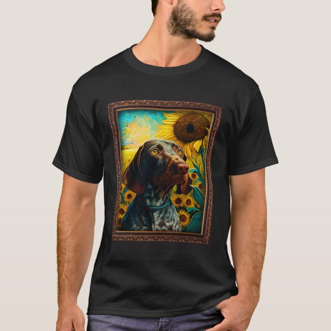 Camiseta German Shorthaired Pointer Painting Sunflower Flow (Anverso)