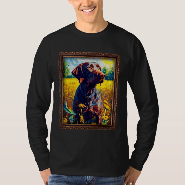 Camiseta German Shorthaired Pointer Painting Sunflower Flow (Anverso)