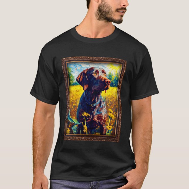 Camiseta German Shorthaired Pointer Painting Sunflower Flow (Anverso)