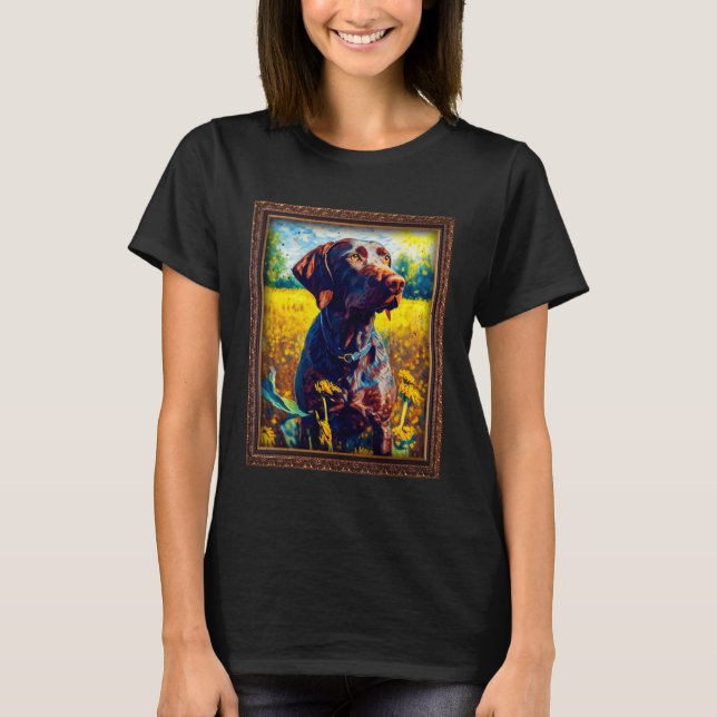 Camiseta German Shorthaired Pointer Painting Sunflower Flow (Anverso)