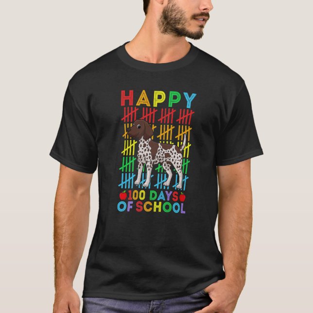 Camiseta German Shorthaired Pointer Student Happy 100 Days  (Anverso)