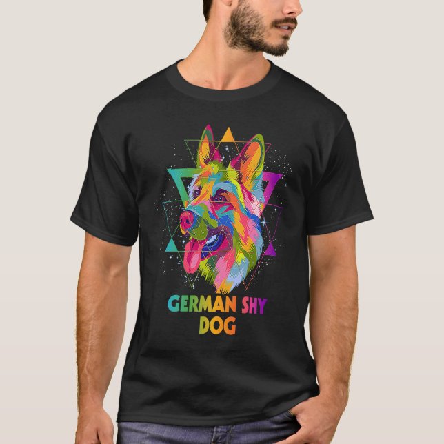 Camiseta German Shy Dog German Shepherd Animal Pun Shepard (Anverso)