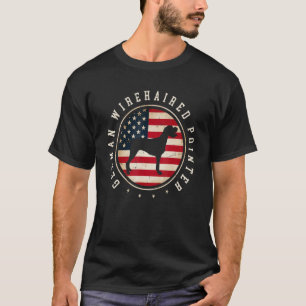Camiseta German Wirehaired Pointer Usa Flag 4th July Dog Mo