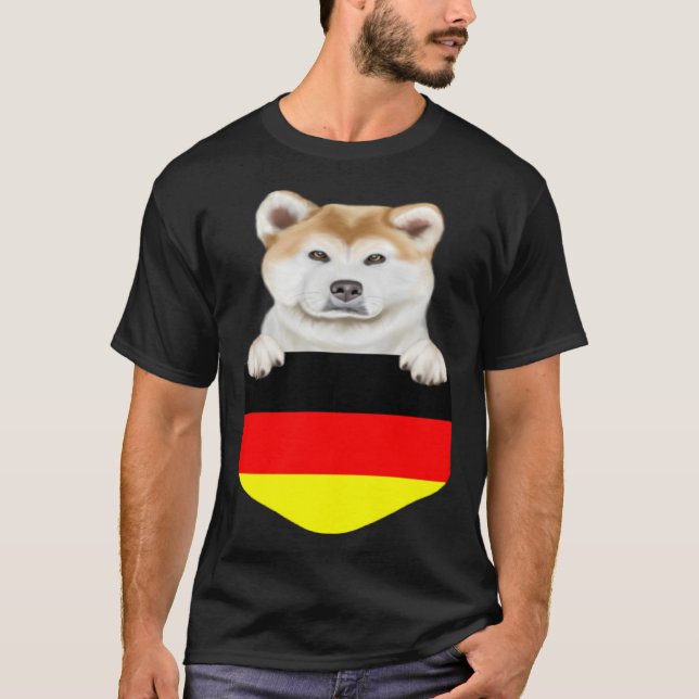 Camiseta Germany Flag Akita Dog In Pocket (Anverso)