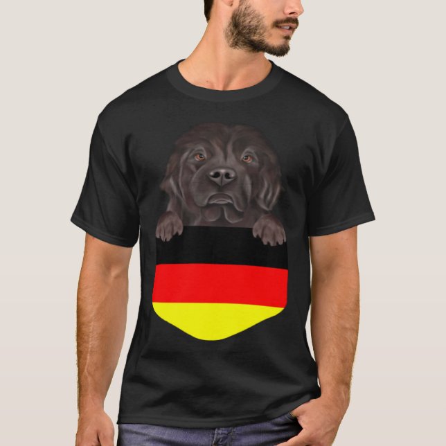 Camiseta Germany Flag Newfoundland Dog In Pocket (Anverso)
