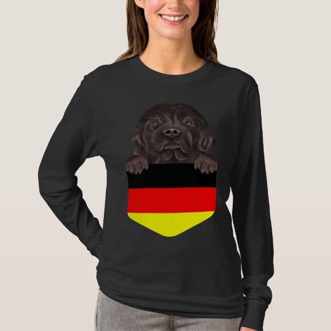 Camiseta Germany Flag Newfoundland Dog In Pocket (Anverso)