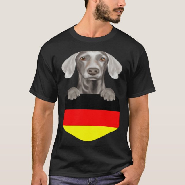 Camiseta Germany Flag Weimaraner Dog In Pocket (Anverso)