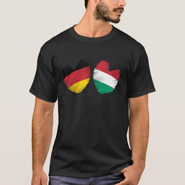 Camiseta Germany Hungary Heart German Flag Hungarian Flag H (Anverso)