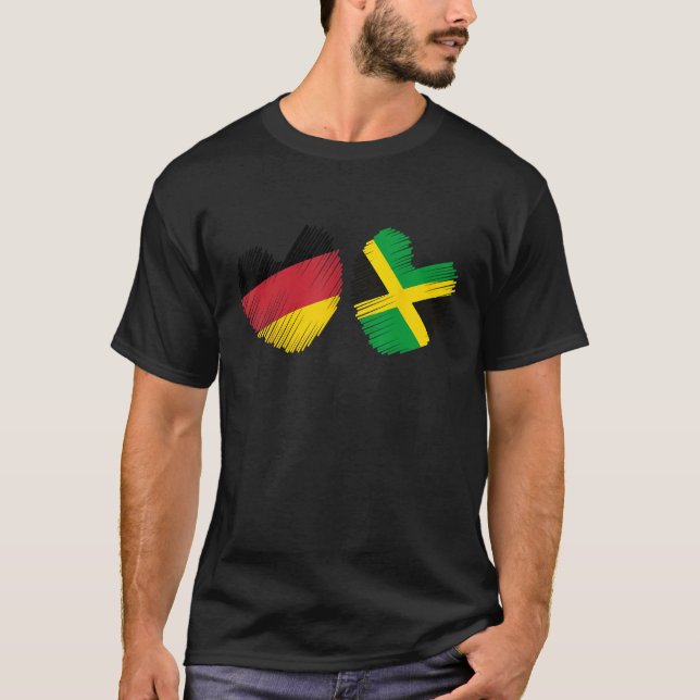 Camiseta Germany Jamaica Heart German Flag Jamaican Flag Gr (Anverso)