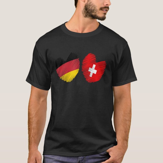 Camiseta Germany Switzerland Heart German Flag Swiss Flag H (Anverso)