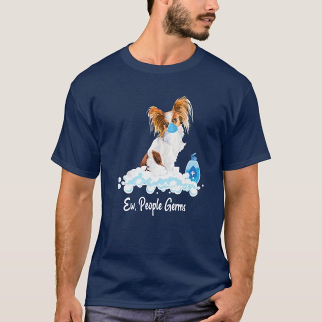 Camiseta Gérmenes de Papillon Puppy Dog Con Mamáes faciales (Anverso)