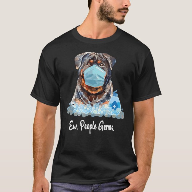 Camiseta Gérmenes Gérmenes Perro Rottweiler Con Máscara P (Anverso)