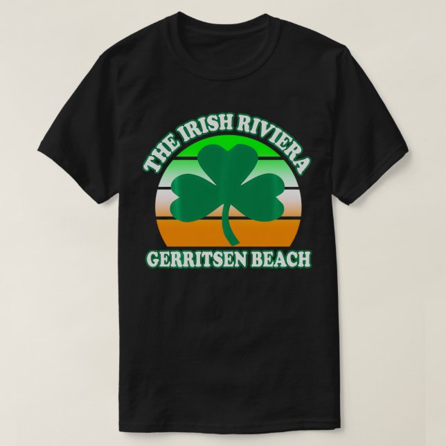 Camiseta Gerritsen Beach Irish Riviera Funny Shamrock Retro (Diseño del anverso)