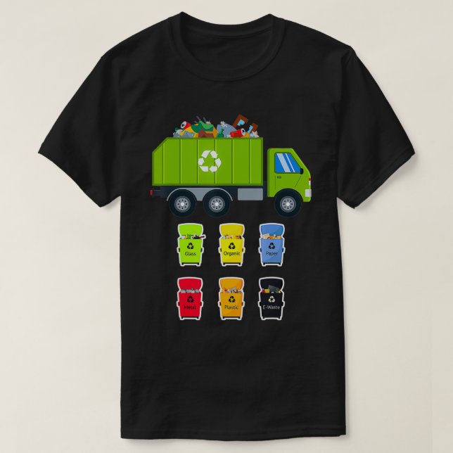 Camiseta Gestión de residuos Reciclaje Bins de basura Truc (Diseño del anverso)