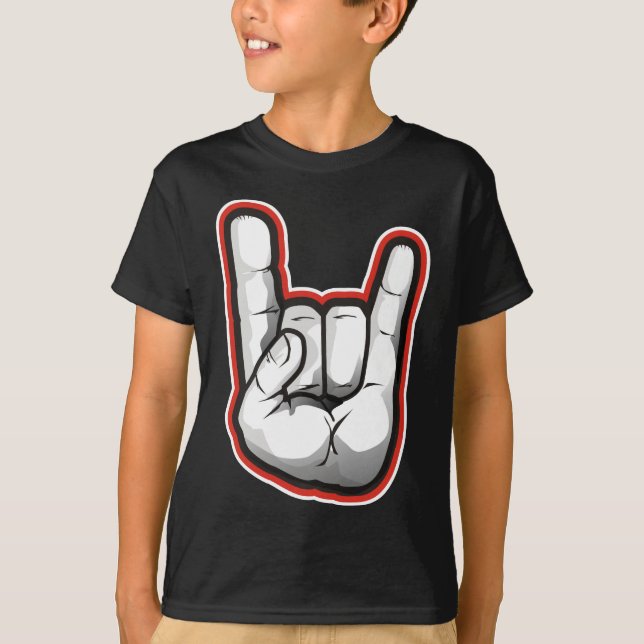 Camiseta Gesto de mano de los cuernos del diablo (Anverso)