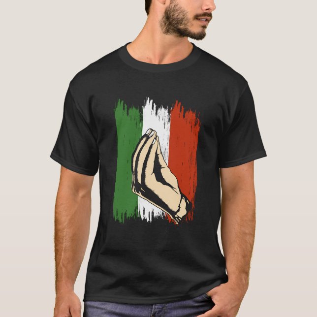 Camiseta Gesto de mano italiana Bandera de Italia Orgullo (Anverso)