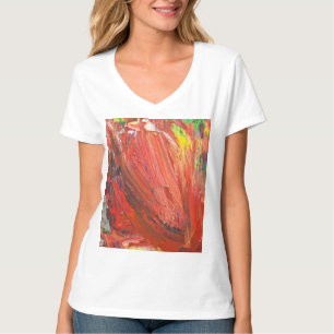 Camiseta Gesto Vertical Abstracto en Rojo