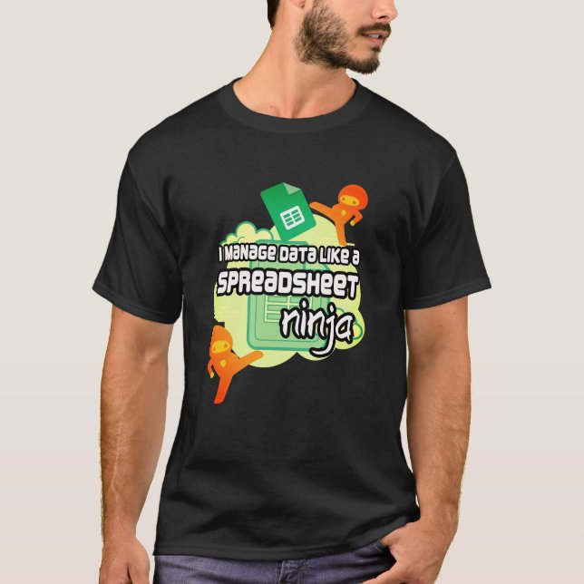 Camiseta Gestor de datos divertidos SPREADSHEET NINJA (Anverso)