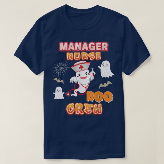 Camiseta Gestor de la enfermera Boo Crew Halloween Ghost Wi (Diseño del anverso)
