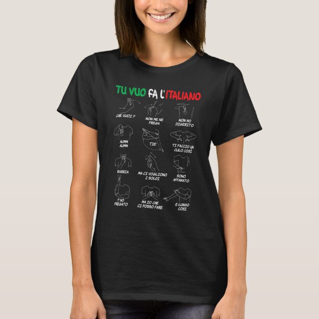Camiseta Gestos manuales de traductores de gestos italianos (Anverso)