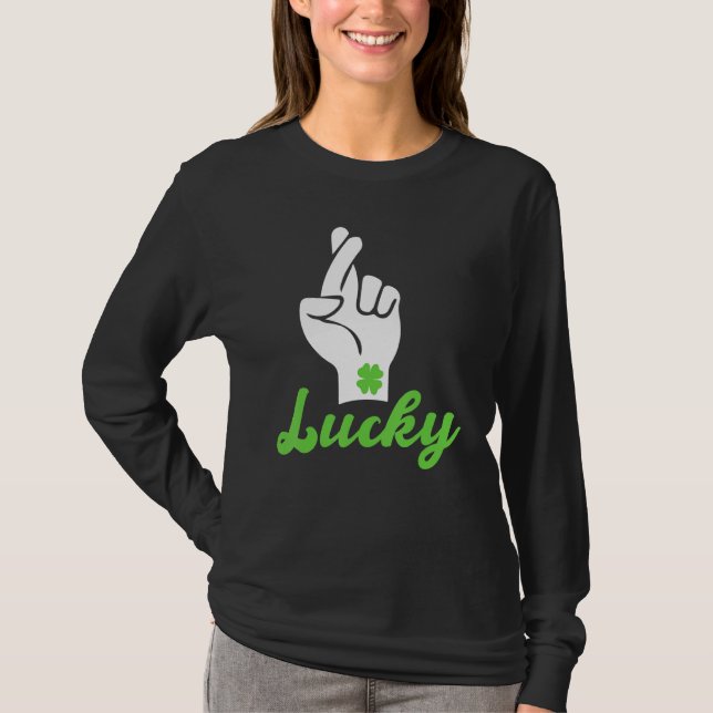 Camiseta Gesture Gracioso de la mano de Shamrock irlandés (Anverso)