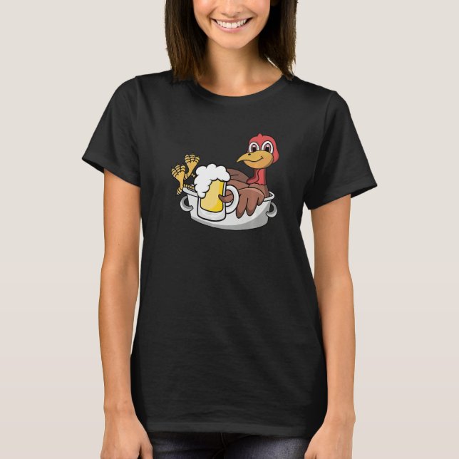 Camiseta Get Basted Bottoms Up Thanksgiving Turkey Drinking (Anverso)