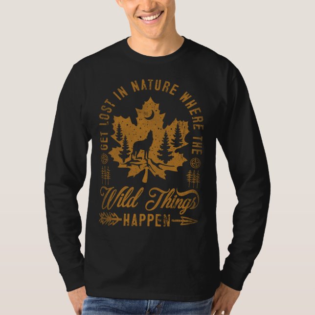 Camiseta Get Lost In Nature Where Wild Things Happen Wolf 8 (Anverso)