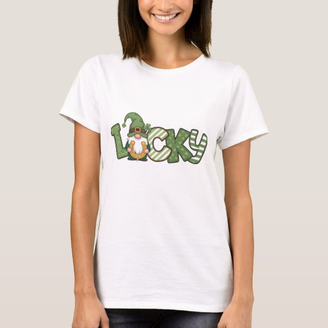 Camiseta Get Lucky - Divertido Día de San Patricio con Gnom (Anverso)