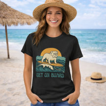 Get On Board Surfer Dog Retro Art -Bulldog Surfing