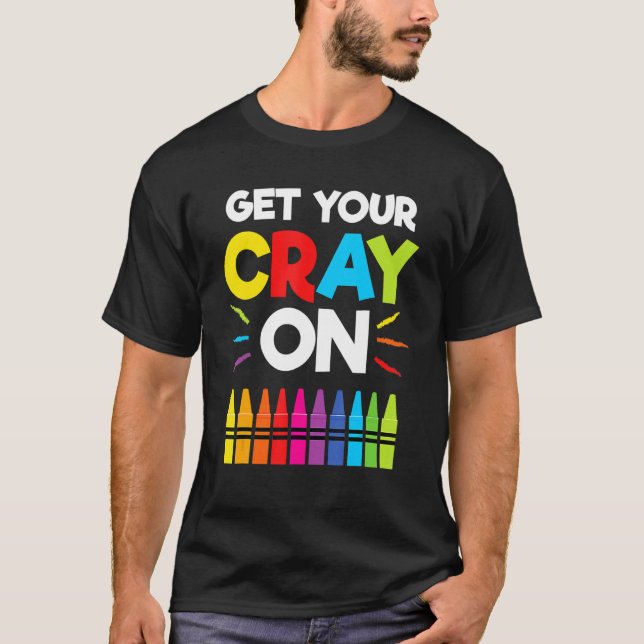 Camiseta Get Your Crayon Boys Girls Kids 100th Day Of Schoo (Anverso)