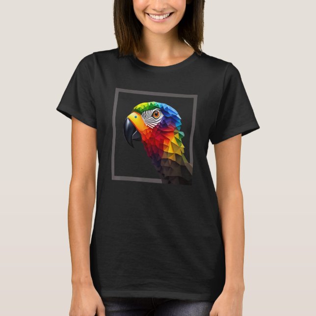Camiseta GET YOUR WILD ON Stylisch Polygon Parrot Head (Anverso)